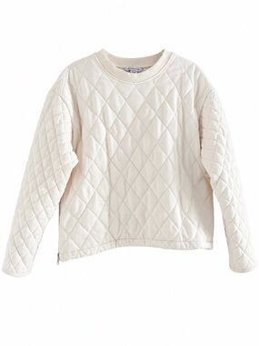 Athleta Retroplush Quilted Crewneck Sweatshirt Magnolia White - L